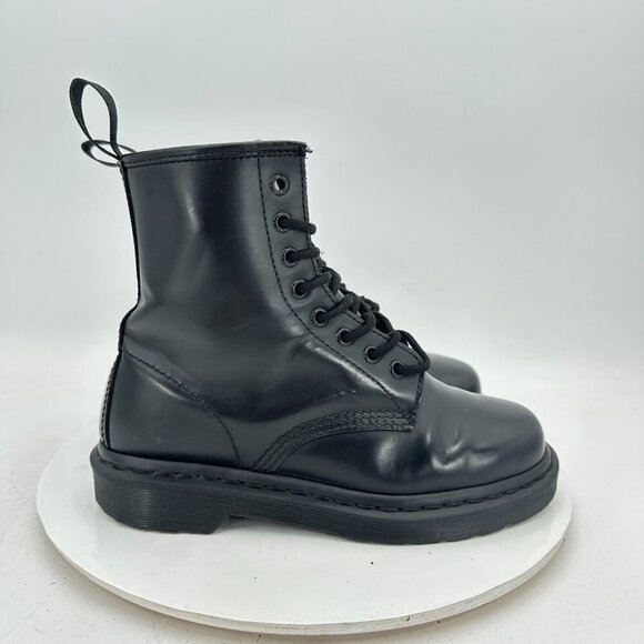 Dr. Martens 1460 Mono Men Size 6 Women 7 Black Leather 8 Hole Lace Up Combat Boo